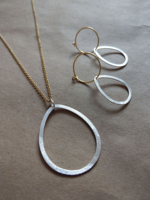 Kette mit Anhänger "Draabe No1" - Silber, oxidiert, gold oder roségold