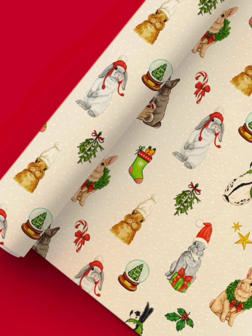 Geschenkpapier "Weihnachtskaninchen"