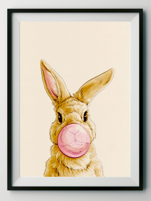 Kunstdruck "Kaninchen mit Kaugummi"