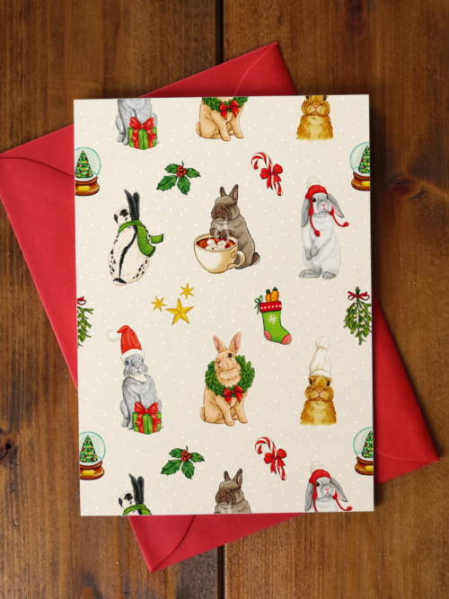 Klappkarte "Weihnachtskaninchen"