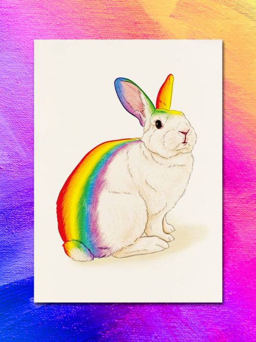 Postkarte "Regenbogen Kaninchen"