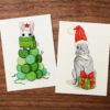 Postkarten "Weihnachtskaninchen"