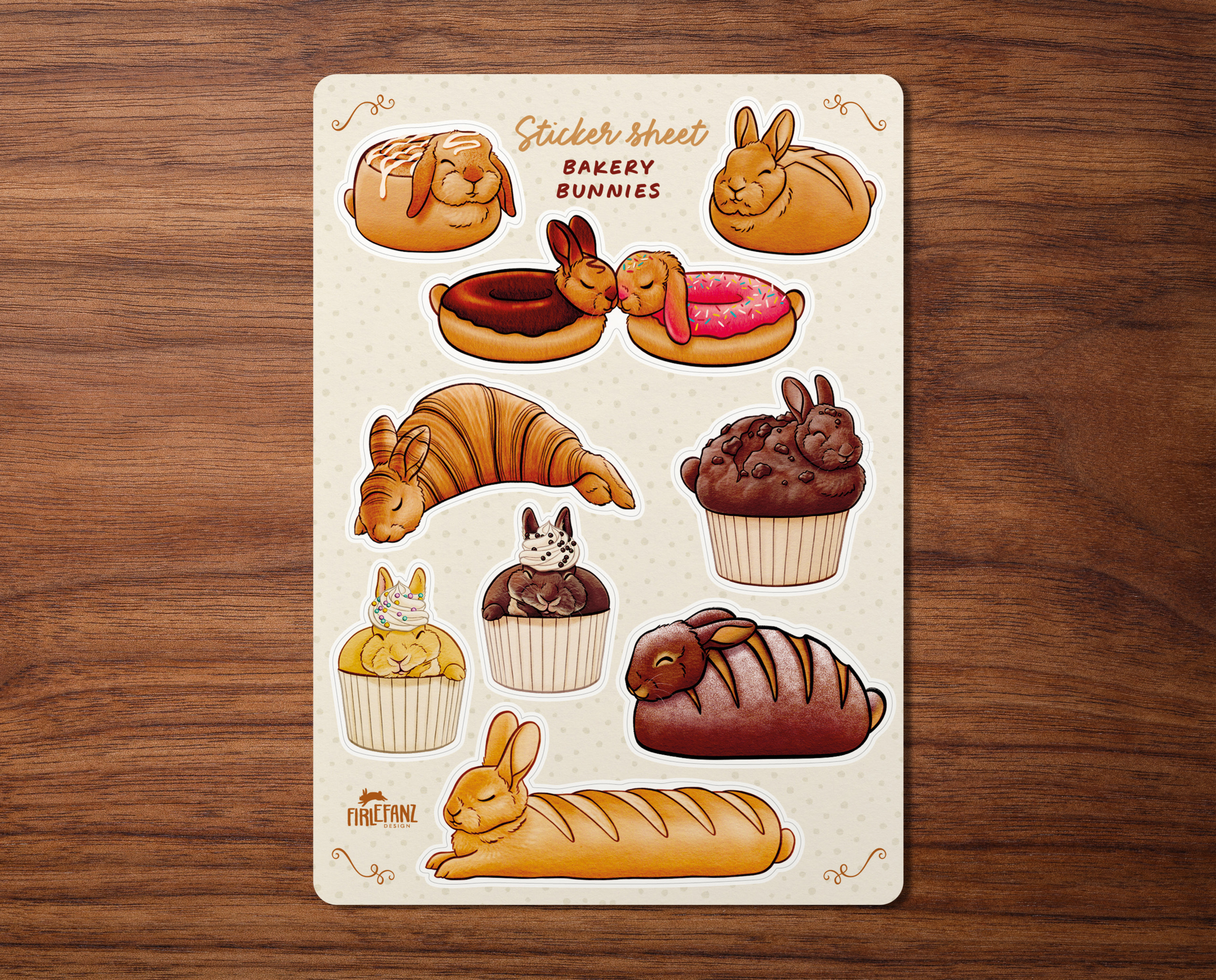 Stickerbogen "Gebäck Kaninchen"