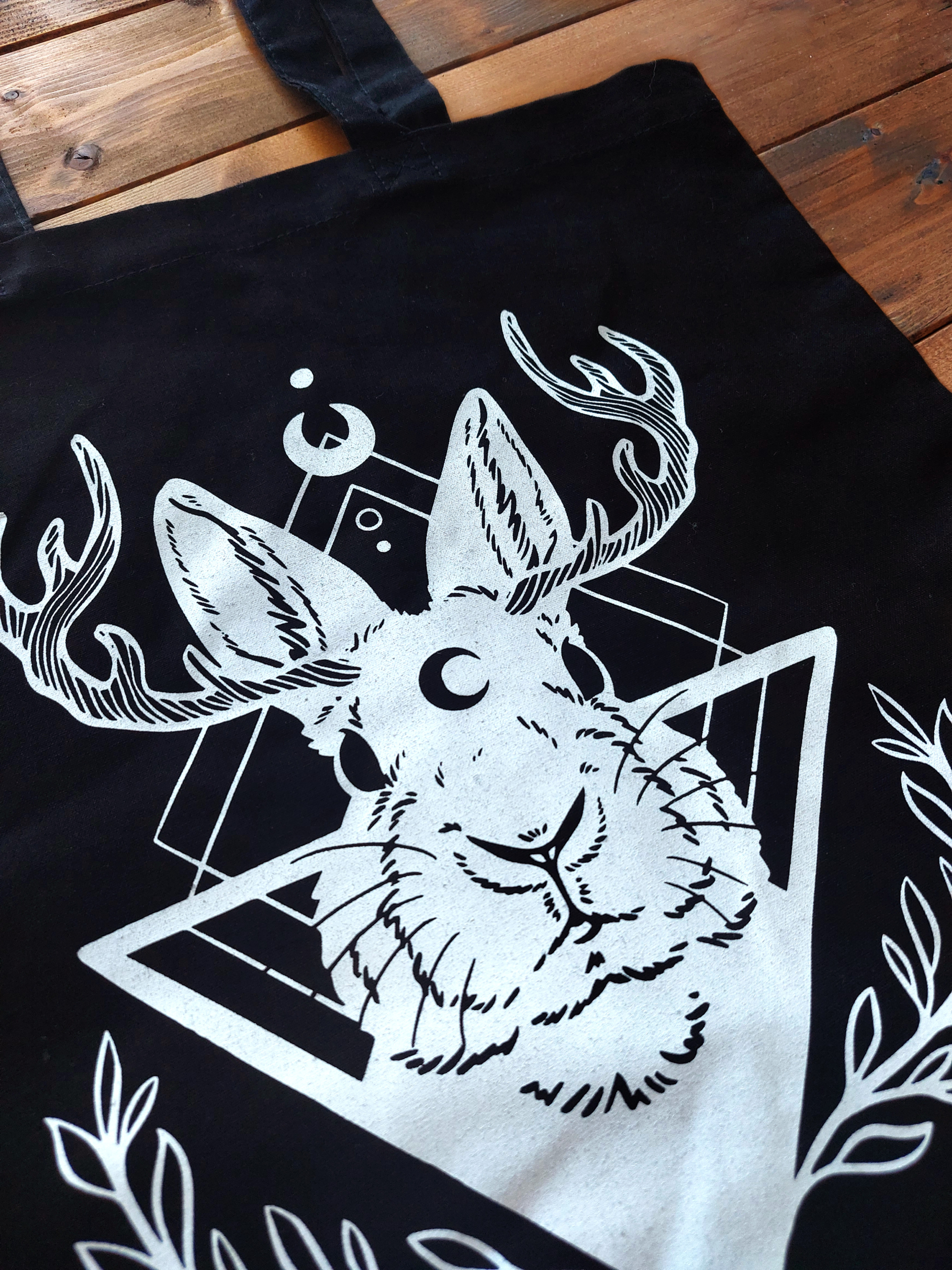 Stofftasche "Jackalope" schwarz