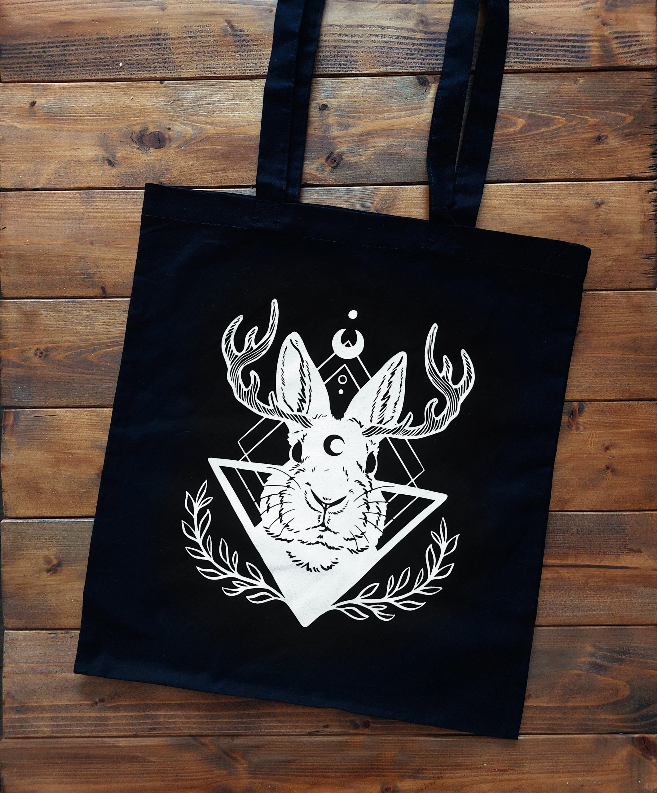 Stofftasche "Jackalope" schwarz