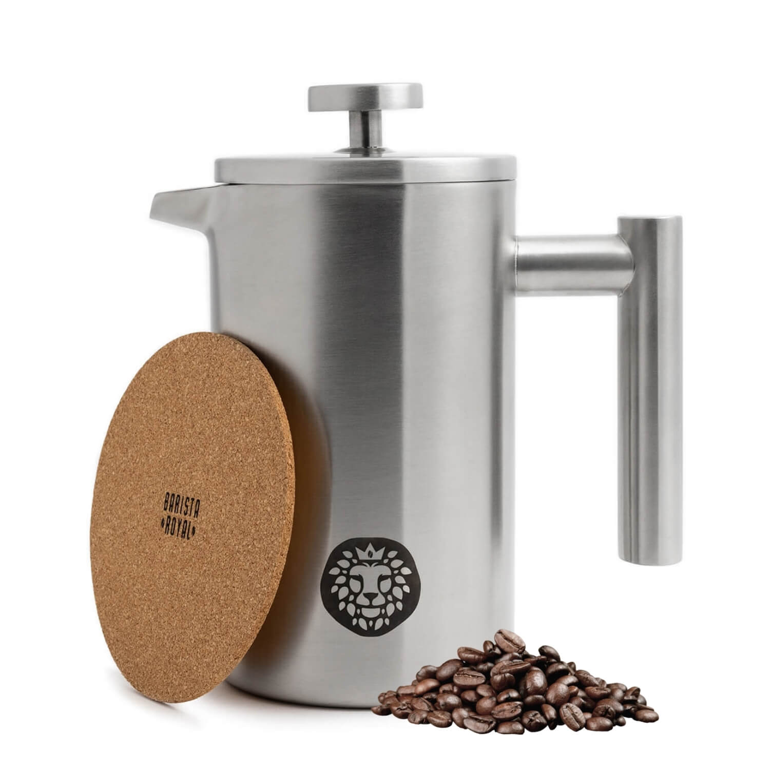 Premium French Press aus rostfreiem Edelstahl inkl. Untersetzer & Ersatzfilter