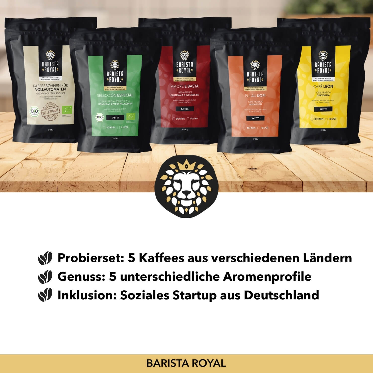 Kaffee Geschenkset mit versch. Themen (5 x 100g)